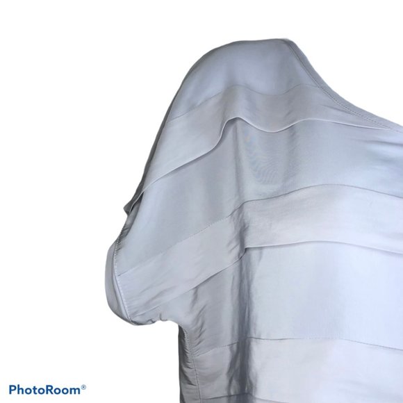 Mela Purdie Silky Soft Grey Short Sleeve Blouse - Picture 6 of 9